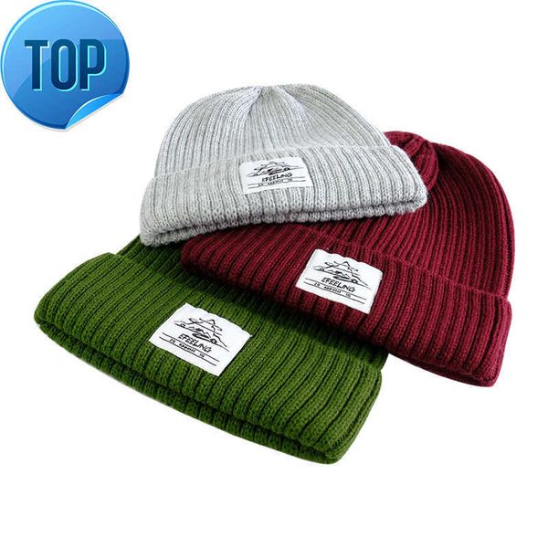custom woven label winter hat wool knitted beanies hat, Blue;gray