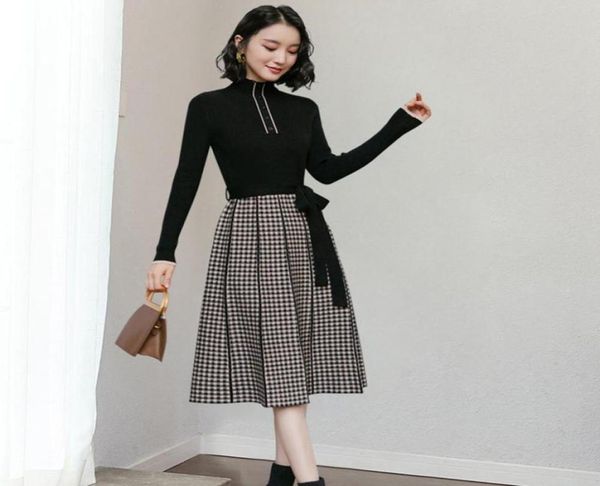 casual dresses korean fashion long sleeve dress women clothing patchwork plaid lace up aline knitted elegant winter midi sweater7434240, Black;gray
casual dresses korean fashion long sleeve dress women clothing patchwork plaid lace up aline knitted elegant winter midi sweater7434240, Black;gray