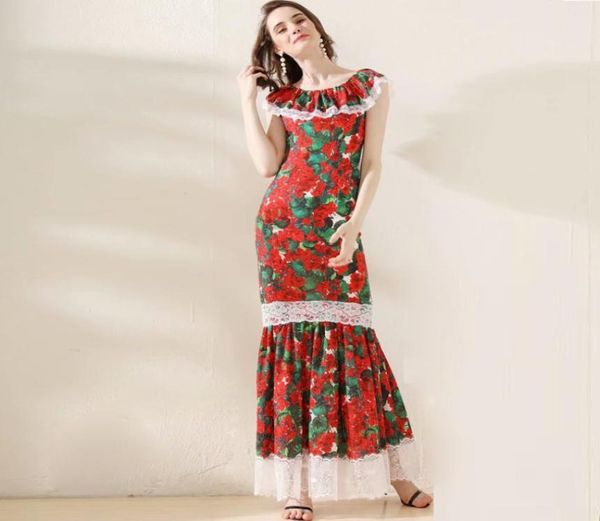 women039s runway dresses slash neckline ruffles lace trim floral printed elegant mermaid long casual designer dresses5293752, White;black
women039s runway dresses slash neckline ruffles lace trim floral printed elegant mermaid long casual designer dresses5293752, White;black