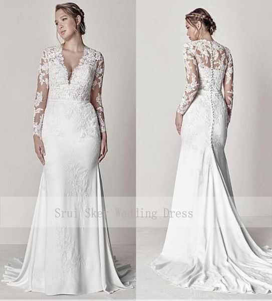modest vneck lace wedding dresses long sleeve illusion appliques mermaid plus size bridal gowns 20193865635, White
modest vneck lace wedding dresses long sleeve illusion appliques mermaid plus size bridal gowns 20193865635, White