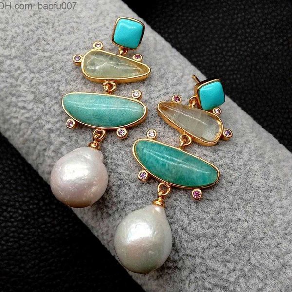 charm yygem natural geometry turquoise prehnite freshwater white pearl earrings gold filled office style z230713, Golden
charm yygem natural geometry turquoise prehnite freshwater white pearl earrings gold filled office style z230713, Golden