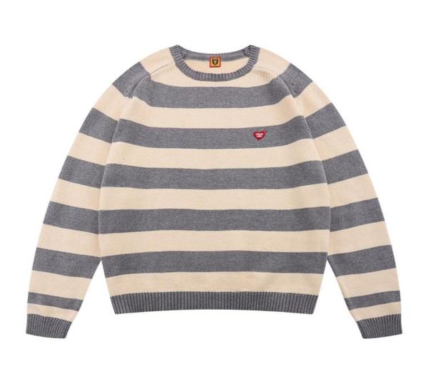 22ss striped sweater men women black gray knit sweatshirts crewneck7880791