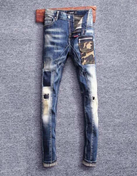 men039s jeans street style fashion men retro blue elastic slim fit ripped biker camouflage pocket designer hip hop denim pants8672810
men039s jeans street style fashion men retro blue elastic slim fit ripped biker camouflage pocket designer hip hop denim pants8672810