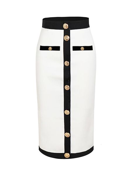 skirts arrival women button patchwork white black bodycon bandage skirt 2023 designer high waist party club pencil 60cm 230711
skirts arrival women button patchwork white black bodycon bandage skirt 2023 designer high waist party club pencil 60cm 230711