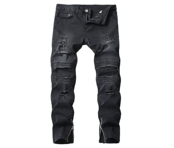 men casual jeans hole slim straight pleated biker jeans pants male zipper denim fashion black pants9928728, Blue
men casual jeans hole slim straight pleated biker jeans pants male zipper denim fashion black pants9928728, Blue