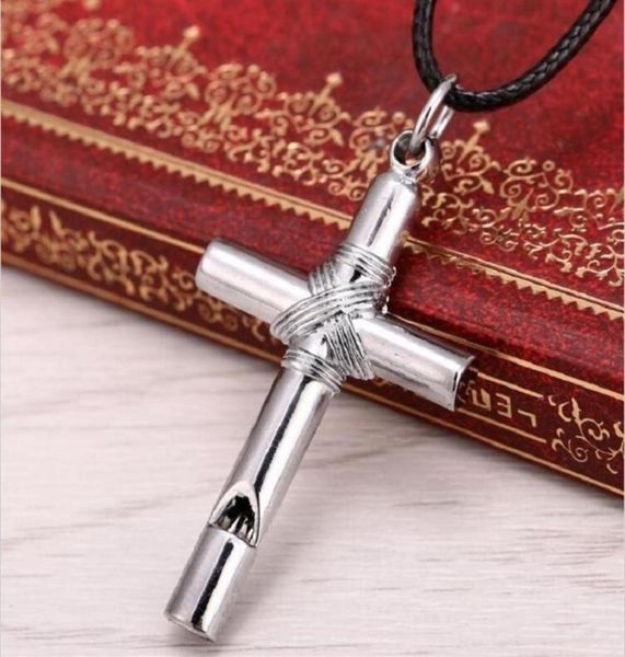 10pcs men women whistle titanium steel cross pendant necklace with leather rope fashion jewelry necklace 201014281l1543364, Silver
10pcs men women whistle titanium steel cross pendant necklace with leather rope fashion jewelry necklace 201014281l1543364, Silver