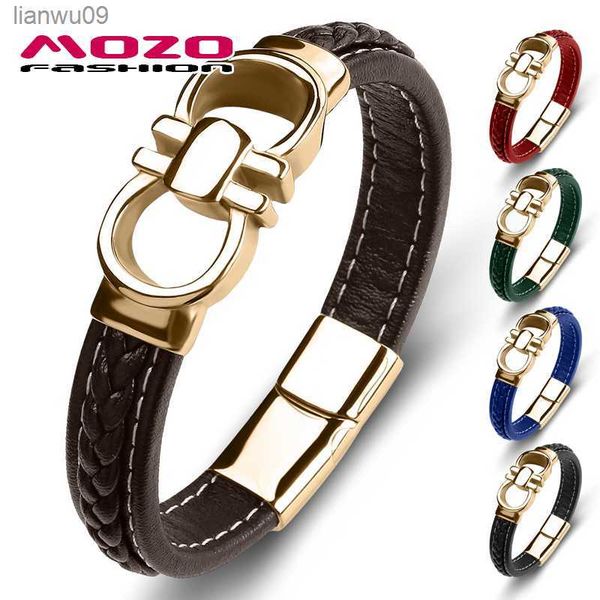 new punk men bracelets genuine leather stainless steel charm women fashion jewelry elegant bangles brown l230704, Black
new punk men bracelets genuine leather stainless steel charm women fashion jewelry elegant bangles brown l230704, Black