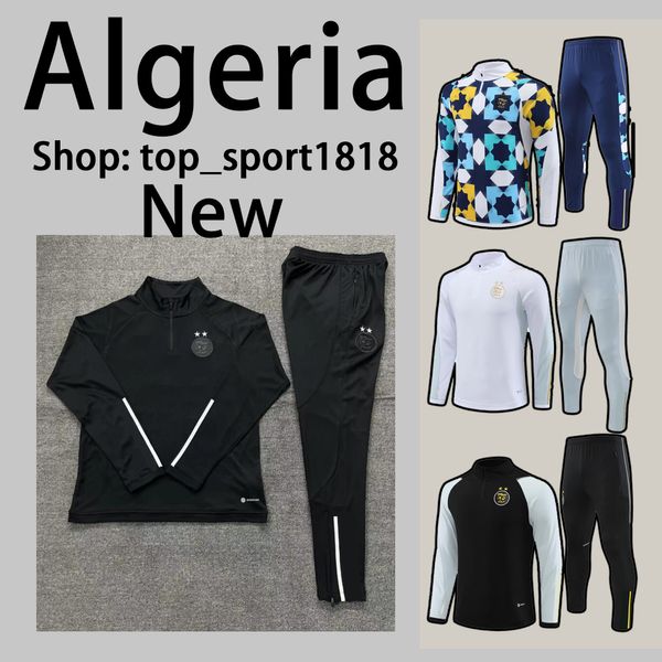 

2023 2024 algeria tracksuit mahrez soccer jerseys men kids 22 23 24 algerie bounedjah survetement maillot de foot feghoul sportswear footbal, Black