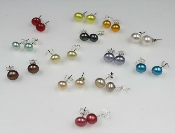 13 color 78mm natural freshwater cultured pearl silver stud earrings1185851, Golden;silver
13 color 78mm natural freshwater cultured pearl silver stud earrings1185851, Golden;silver