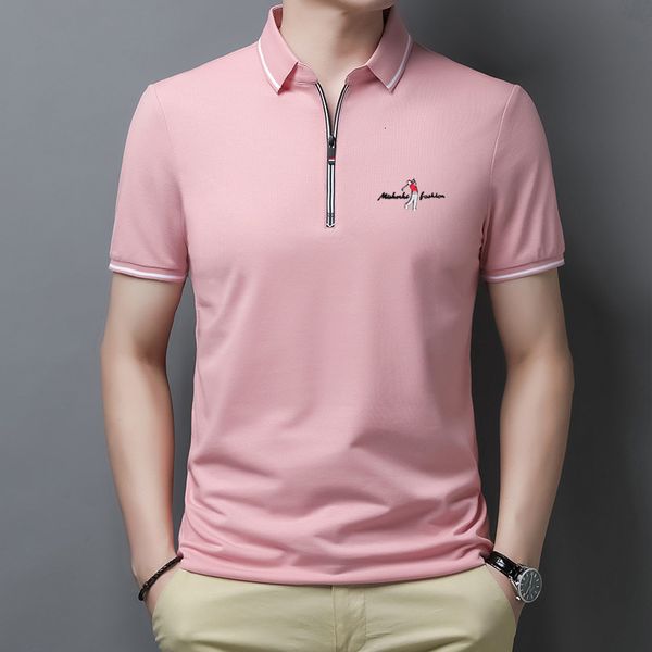 men's tshirts golf polo shirts for men summer short sleeve zipper lapel casual slim trend good quality tees hommes clothing 230711, White;black 
men's tshirts golf polo shirts for men summer short sleeve zipper lapel casual slim trend good quality tees hommes clothing 230711, White;black