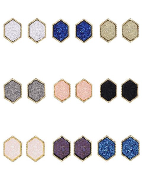 fashion druzy drusy earrings gold plated hexagon geometry faux natural stone resin earrings for women jewelry5916134, Golden;silver
fashion druzy drusy earrings gold plated hexagon geometry faux natural stone resin earrings for women jewelry5916134, Golden;silver
