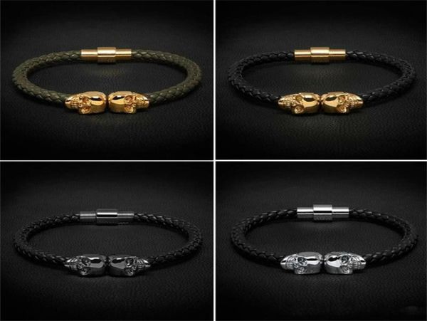 women men mens black genuine leather braided bracelet men stainless steel for women gold skull bangle for3700493
women men mens black genuine leather braided bracelet men stainless steel for women gold skull bangle for3700493