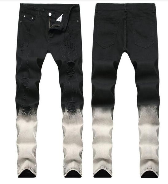 big size 2019 spring mens gradation black white jeans fashion designer ripped slim fit casual straight leg denim pants trousres qk7014568, Blue
big size 2019 spring mens gradation black white jeans fashion designer ripped slim fit casual straight leg denim pants trousres qk7014568, Blue