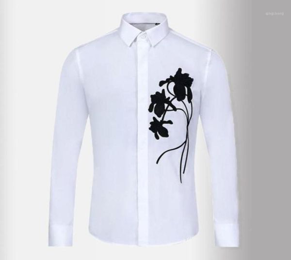 men039s casual shirts white mens luxury long sleeve rose embroidery male fashion slim fit party club man 3xl6046974, White;black
men039s casual shirts white mens luxury long sleeve rose embroidery male fashion slim fit party club man 3xl6046974, White;black