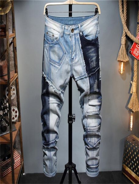 men039s jeans spring and summer pencil pants matching color fashion casual stretch slim fit trousers splicing comf6927926, Blue
men039s jeans spring and summer pencil pants matching color fashion casual stretch slim fit trousers splicing comf6927926, Blue