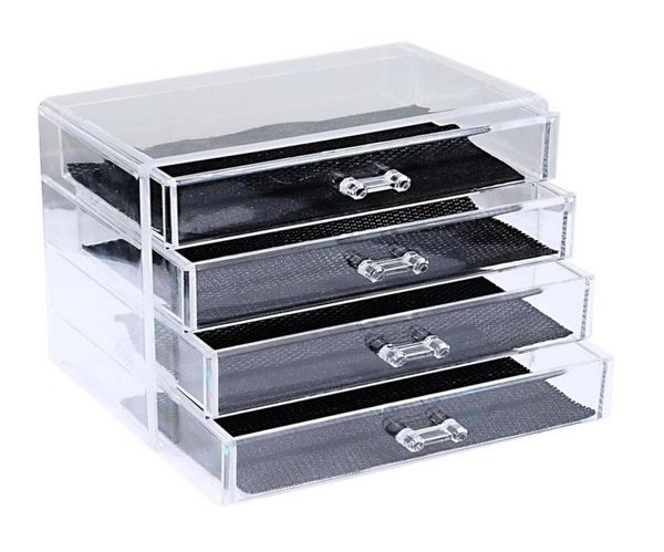 whole1pc 4 layer drawer clear acrylic cosmetic makeup storage box display stand1788326, Black;white
whole1pc 4 layer drawer clear acrylic cosmetic makeup storage box display stand1788326, Black;white