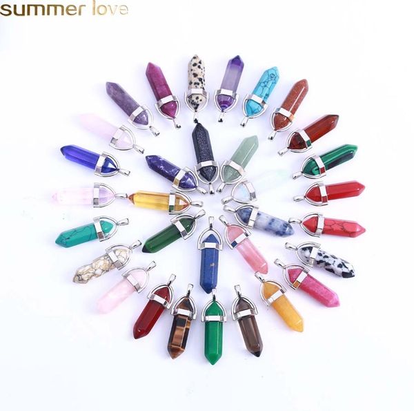 10 pcs pack hexagonal crystal bullet shape charm for necklace and bracelets mulit color natural stone pendants diy jewelry makin1733455, Bronze;silver
10 pcs pack hexagonal crystal bullet shape charm for necklace and bracelets mulit color natural stone pendants diy jewelry makin1733455, Bronze;silver