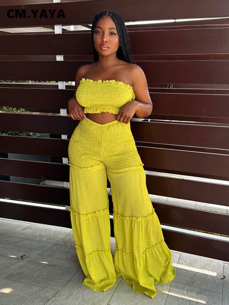 women's two piece pants cm.yaya street women's set brushed elastic strapless crop antern wide leg pants set two piece set 230711, White
women's two piece pants cm.yaya street women's set brushed elastic strapless crop antern wide leg pants set two piece set 230711, White