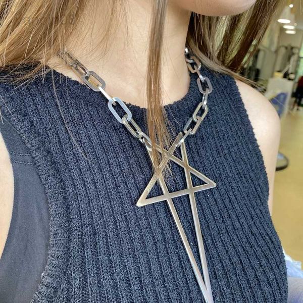 pendant necklaces punk rock hip hoptrend exaggerate coarse chain pentacle pendant titanium steel choke necklace for women men girls jewelry, Silver
pendant necklaces punk rock hip hoptrend exaggerate coarse chain pentacle pendant titanium steel choke necklace for women men girls jewelry, Silver