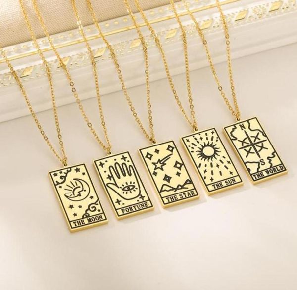pendant necklaces tarot card necklace for women stainless steel sun fortune star moon wisdom strength symbolic friendship jewelry26982133, Silver
pendant necklaces tarot card necklace for women stainless steel sun fortune star moon wisdom strength symbolic friendship jewelry26982133, Silver