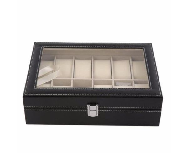 12 slots grid pu leather watch box display box jewelry storage organizer case locked boxes retro saat kutusu caixa para relogio6960114, Black;blue 
12 slots grid pu leather watch box display box jewelry storage organizer case locked boxes retro saat kutusu caixa para relogio6960114, Black;blue