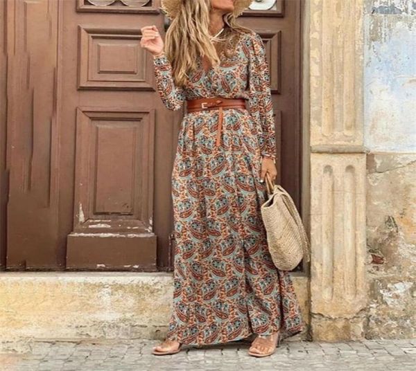 women autumn boho floral print maxi shirt dress eleagnt long sleeve v neck belt split beach long dress robe for holiday red l7216913, Black
women autumn boho floral print maxi shirt dress eleagnt long sleeve v neck belt split beach long dress robe for holiday red l7216913, Black