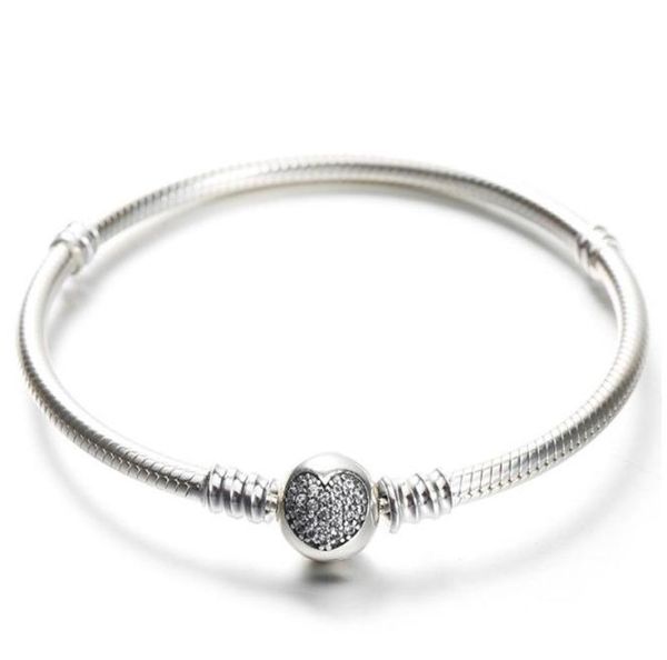 925 sterling silver bracelet with original box fit charms beads pave cz heart bracelets fashion real silver jewlery for women c323065402, Black
925 sterling silver bracelet with original box fit charms beads pave cz heart bracelets fashion real silver jewlery for women c323065402, Black