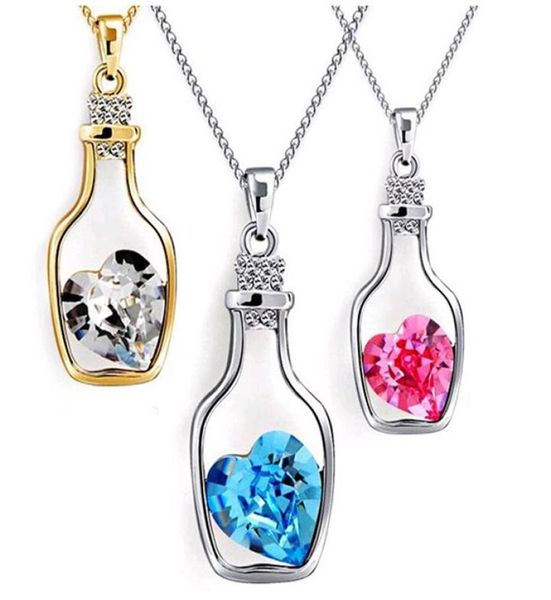 wishing bottle jewelry heart pendant necklaces fashion crystal sparkle stone sautoir for girls 8colors8318274, Silver
wishing bottle jewelry heart pendant necklaces fashion crystal sparkle stone sautoir for girls 8colors8318274, Silver
