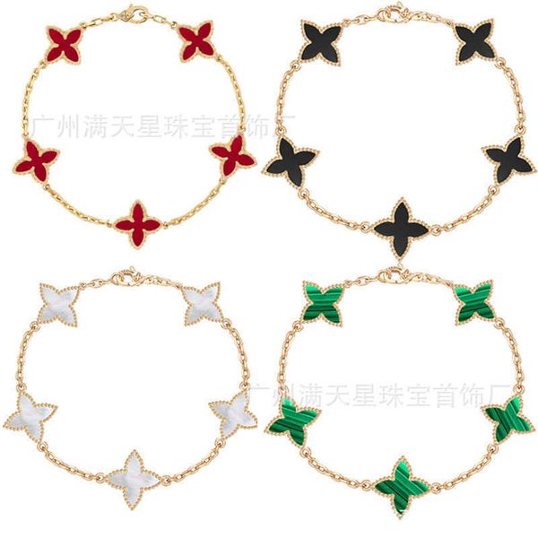 sterling silver fanjia four-leaf clover five flower girl 18k rose gold double sided white fritillaria carnelian malachite bracelet, Golden;silver
sterling silver fanjia four-leaf clover five flower girl 18k rose gold double sided white fritillaria carnelian malachite bracelet, Golden;silver