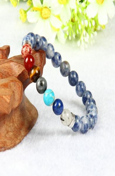 new design sodalite stone beads 7 chakra healing stone yoga class meditation bracelet for couples gift3012595, Black 
new design sodalite stone beads 7 chakra healing stone yoga class meditation bracelet for couples gift3012595, Black