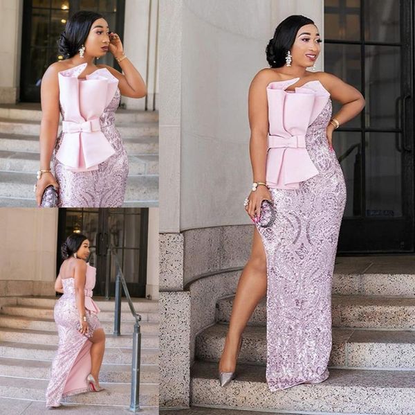 2020 pink mermaid prom dresses beads strapless neck appliqued sequins party gowns high split turkish vestidos formal dress evening5307503, Black
2020 pink mermaid prom dresses beads strapless neck appliqued sequins party gowns high split turkish vestidos formal dress evening5307503, Black
