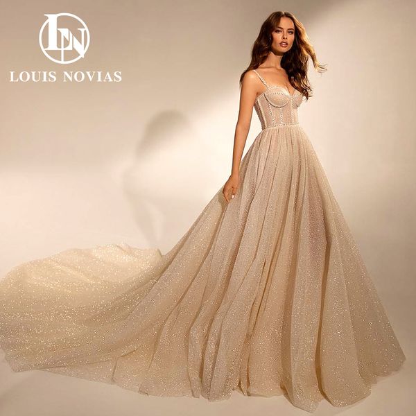 a-line boho wedding dress 2023 sweetheart spaghetti straps sparkling tulle beads lace dress for bride natural vestidos de novia, White
a-line boho wedding dress 2023 sweetheart spaghetti straps sparkling tulle beads lace dress for bride natural vestidos de novia, White