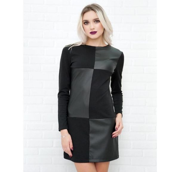 women vintage leather patchwork elegant office dress long sleeve o neck solid casual mini dress winter new fashion5117589, Black;gray
women vintage leather patchwork elegant office dress long sleeve o neck solid casual mini dress winter new fashion5117589, Black;gray