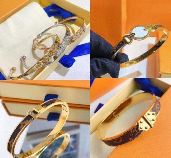 

20style new fashion cuff bangle bracelets women luxury designer jewelry crystal 18k gold plated stainless steel bracelet lovers gi3366243, Black