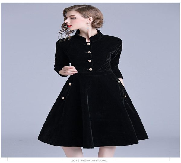 2018 new black vintage dress women elegant slim long sleeved velvet party dress ol office wear autumn winter long robe vestidos4314012, White;black
2018 new black vintage dress women elegant slim long sleeved velvet party dress ol office wear autumn winter long robe vestidos4314012, White;black