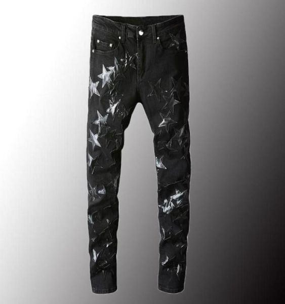 men039s jeans luxury mens leather stars patch black stretch denim pencil pants slim skinny patchwork trousers plus size 404899307, Blue
men039s jeans luxury mens leather stars patch black stretch denim pencil pants slim skinny patchwork trousers plus size 404899307, Blue