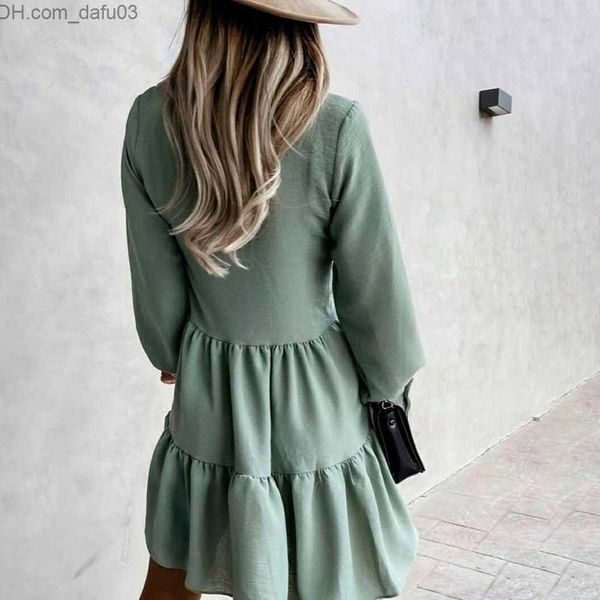 urban dresses fashion ruffled button casual dress women's 2022 spring long sleeve loose a-line mini dress women's pink office dres, White;black