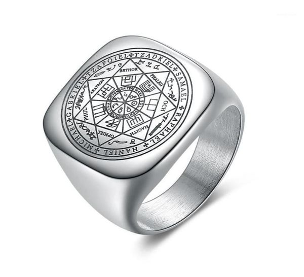 cluster rings solomon for men silver color magic runes stainless steel signet pagan amulet male jewelry18886614, Golden;silver
cluster rings solomon for men silver color magic runes stainless steel signet pagan amulet male jewelry18886614, Golden;silver