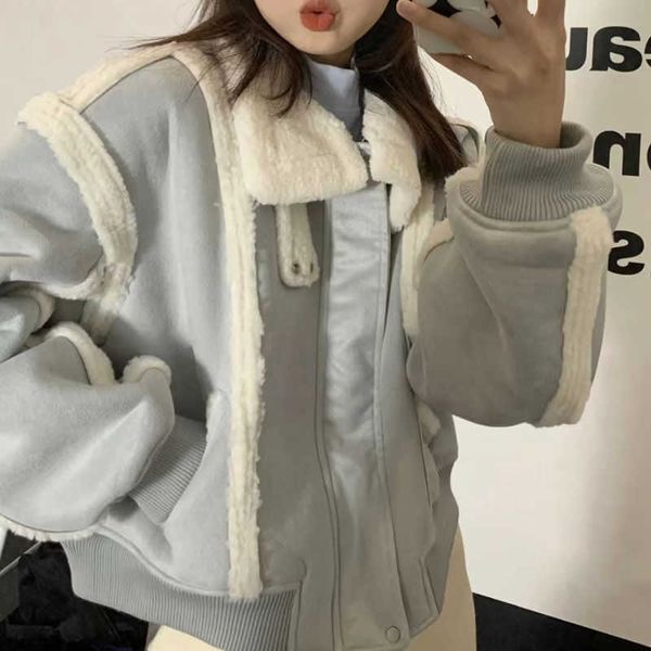 autumn and winter ladies retro motorcycle buckle lamb wool splicing short coat, fur one fashion and warm, retro style trend goes with everyt, Black;brown 
autumn and winter ladies retro motorcycle buckle lamb wool splicing short coat, fur one fashion and warm, retro style trend goes with everyt, Black;brown