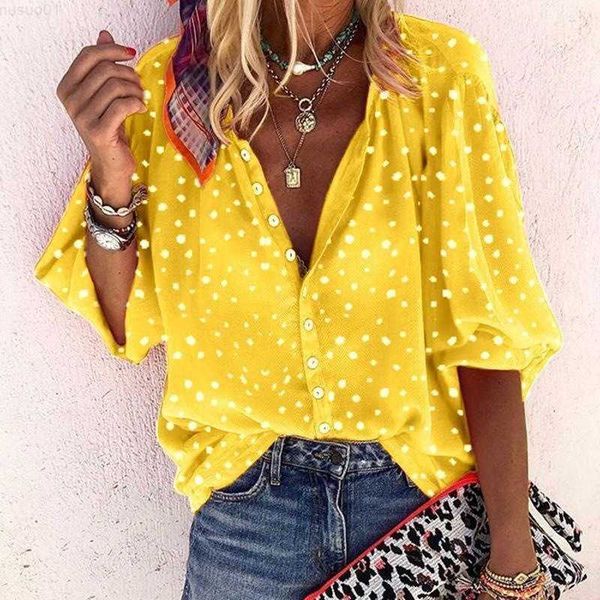 women's blouses shirts spring summer women buttoned up shirt office ladies polka dot print blouses casual wave point v neck loose shir, White
women's blouses shirts spring summer women buttoned up shirt office ladies polka dot print blouses casual wave point v neck loose shir, White
