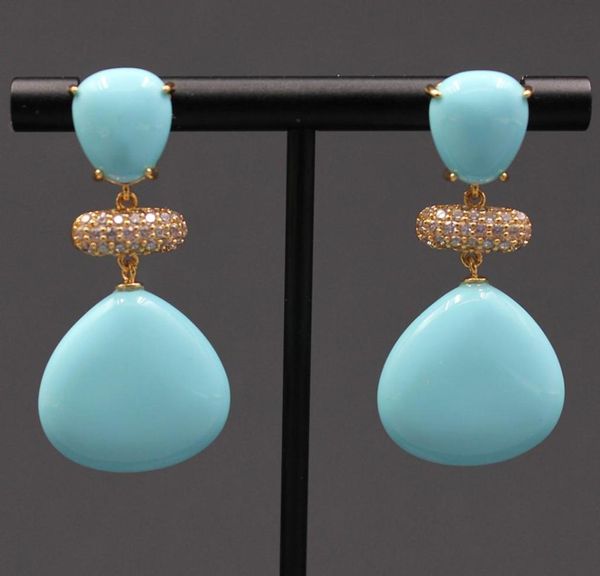 guaiguai jewelry blue turquoises triangle water shape dangle cz beads wedding studs earrings handmade for lady8709201, Silver
guaiguai jewelry blue turquoises triangle water shape dangle cz beads wedding studs earrings handmade for lady8709201, Silver