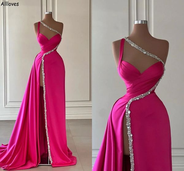 elegant fuchsia one shoulder prom dresses sparkly rhinestones sequined ruched satin formal occasion party gowns thigh split evening celebrit, Black
elegant fuchsia one shoulder prom dresses sparkly rhinestones sequined ruched satin formal occasion party gowns thigh split evening celebrit, Black