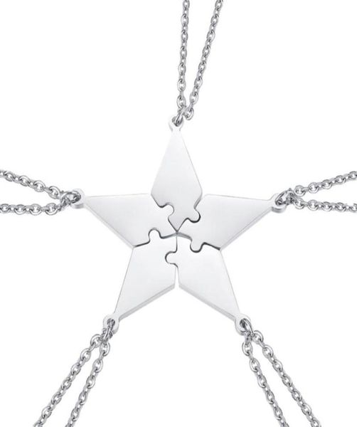 5pcs good family friendship necklace set fivepointed star puzzle neck pendant fashion creative jewelry accessories pe necklaces9425703, Silver
5pcs good family friendship necklace set fivepointed star puzzle neck pendant fashion creative jewelry accessories pe necklaces9425703, Silver