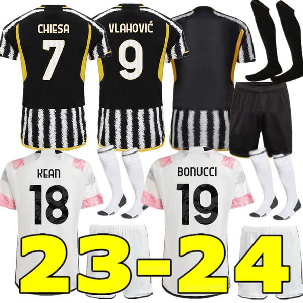 

23 24 VLAHOVIC CHIESA MILIK soccer jerseys 2023 2024 POGBA men kids set BONUCCI football shirts DI MARIA uniforms Fagioli Danilo maglia da calcio Fans Version, Home