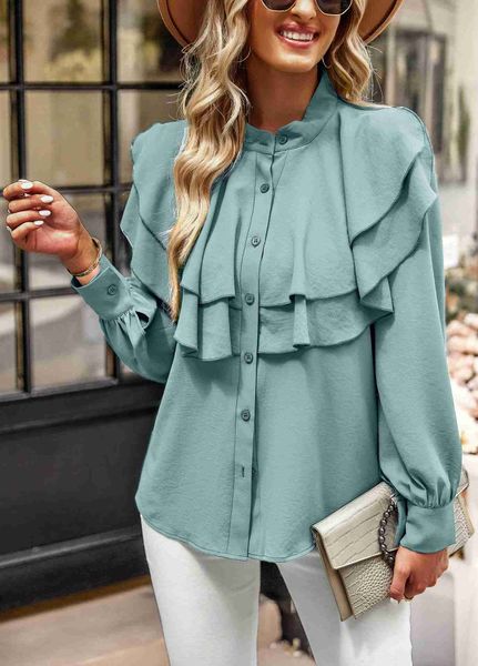 women's blouses shirts elegant ruffles long sleeve button shirt blouse women autumn winter fashion pure color casual shirts and blouses, White
women's blouses shirts elegant ruffles long sleeve button shirt blouse women autumn winter fashion pure color casual shirts and blouses, White