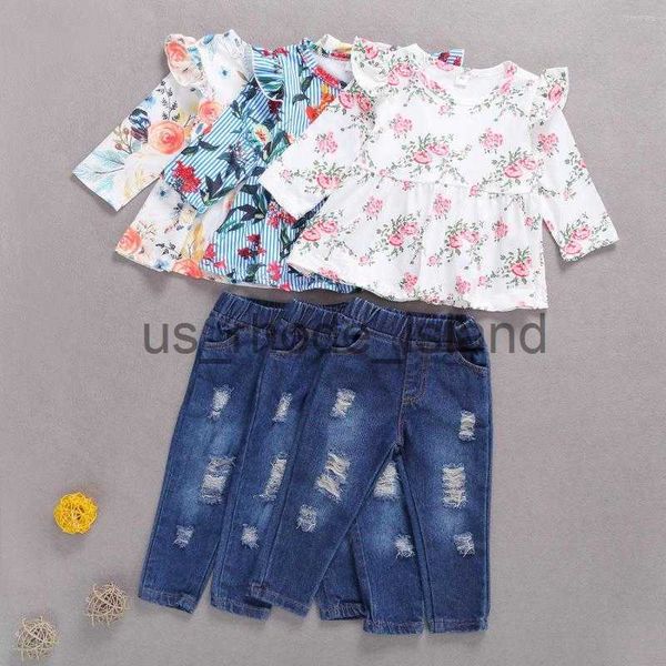 clothing sets clothing sets baby spring autumn 2 pieces kids suit set floral print round neck long sleeve and ripped jeans for girls x0712, White
clothing sets clothing sets baby spring autumn 2 pieces kids suit set floral print round neck long sleeve and ripped jeans for girls x0712, White