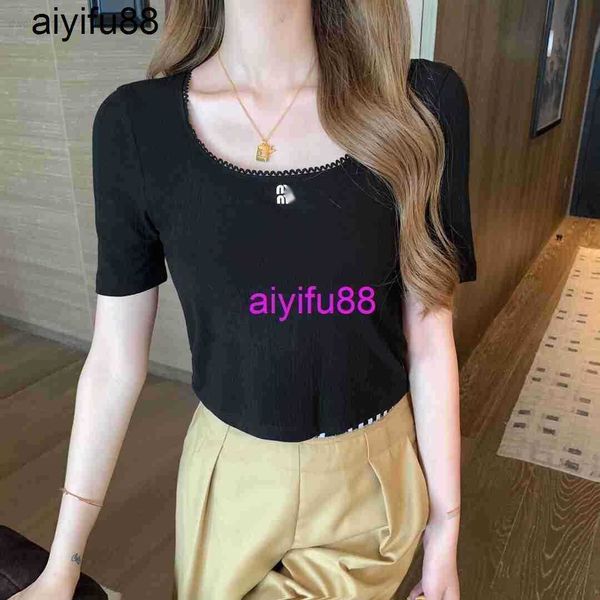 large neckline embroidered letter decoration wrap up short sleeved bottom ballet girl style 23 summer new knitwear, White
large neckline embroidered letter decoration wrap up short sleeved bottom ballet girl style 23 summer new knitwear, White
