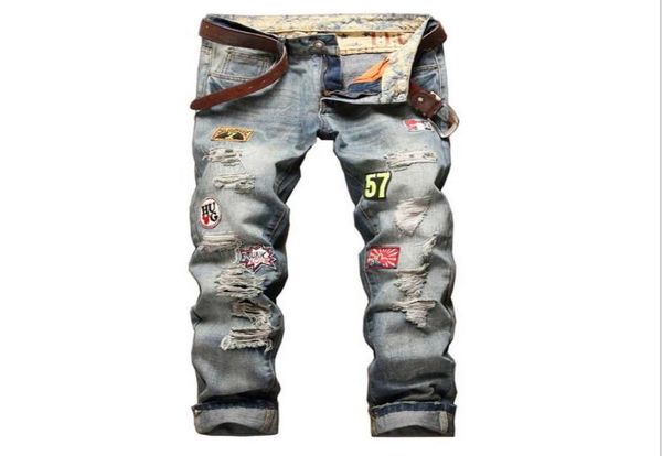 mens fashion designer ripped jeans retro blue badge washed biker denim pants hip hop distressed trousers jb7772298034
mens fashion designer ripped jeans retro blue badge washed biker denim pants hip hop distressed trousers jb7772298034