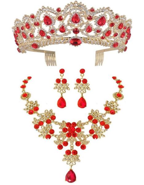 baroque vintage gold red green blue crystal bridal jewelry sets necklace earrings crown with comb african beads jewelry sets4032417, Silver
baroque vintage gold red green blue crystal bridal jewelry sets necklace earrings crown with comb african beads jewelry sets4032417, Silver