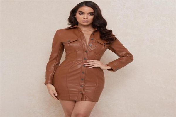 open back elegant dress women039s spring autumn pu leather bodycon dress fashion long sleeve shirt style club brown vestid4942173, Black;gray
open back elegant dress women039s spring autumn pu leather bodycon dress fashion long sleeve shirt style club brown vestid4942173, Black;gray
